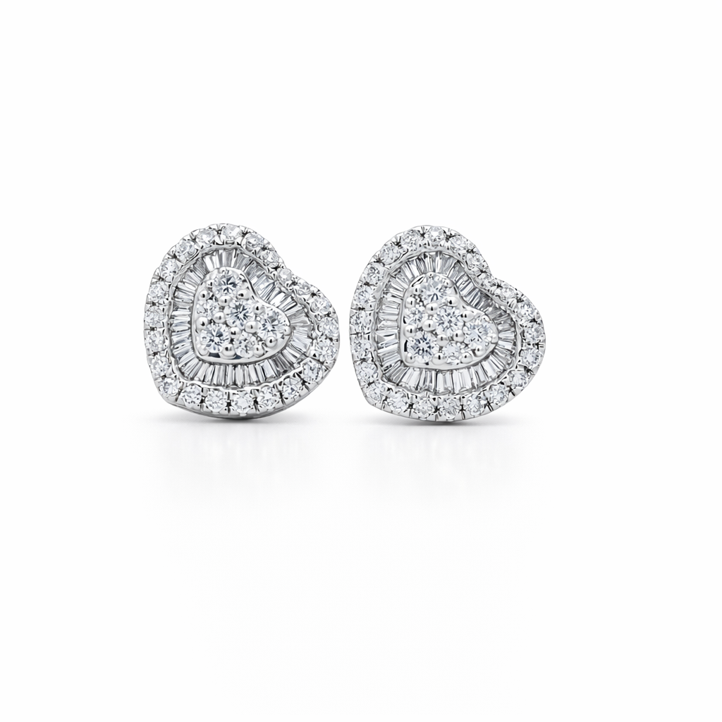 14k White Gold Heart Earrings Earrings - Fine Jewelry | Bust Down & Co