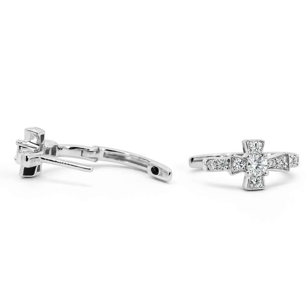 14k White Gold Cross Style Earrings - Fine Jewelry | Bust Down & Co