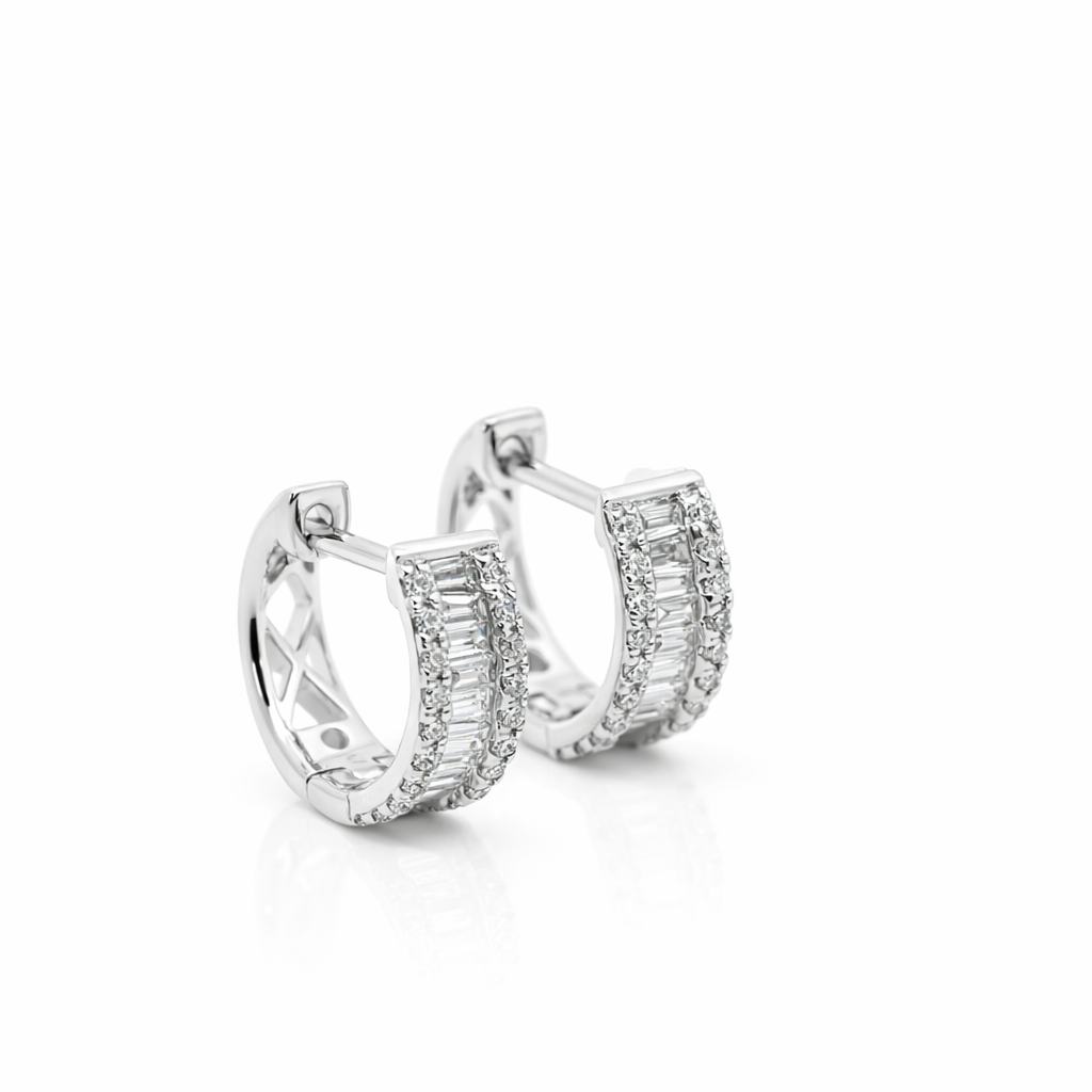14K White Gold Diamond Huggie Earrings (0.40 CTW)