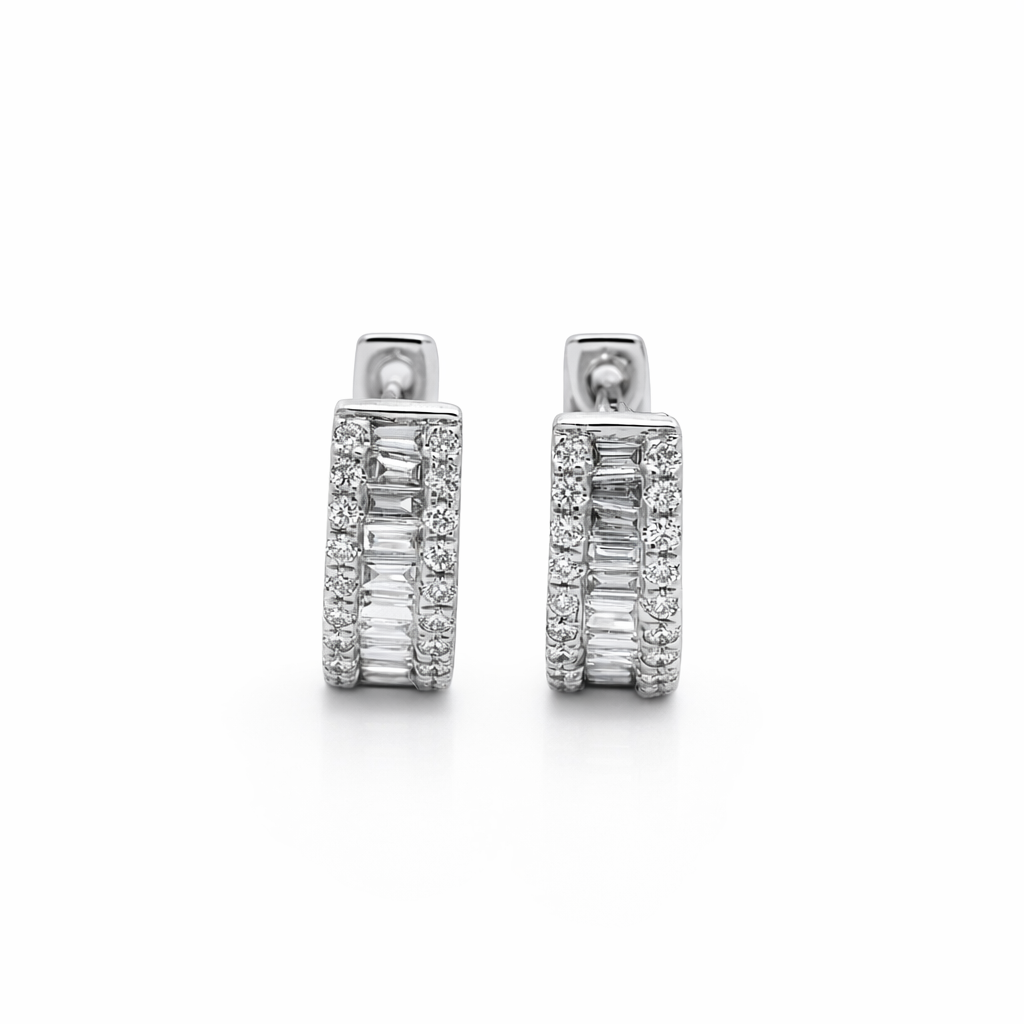 14k White Gold Huggie Style Earrings - Fine Jewelry | Bust Down & Co