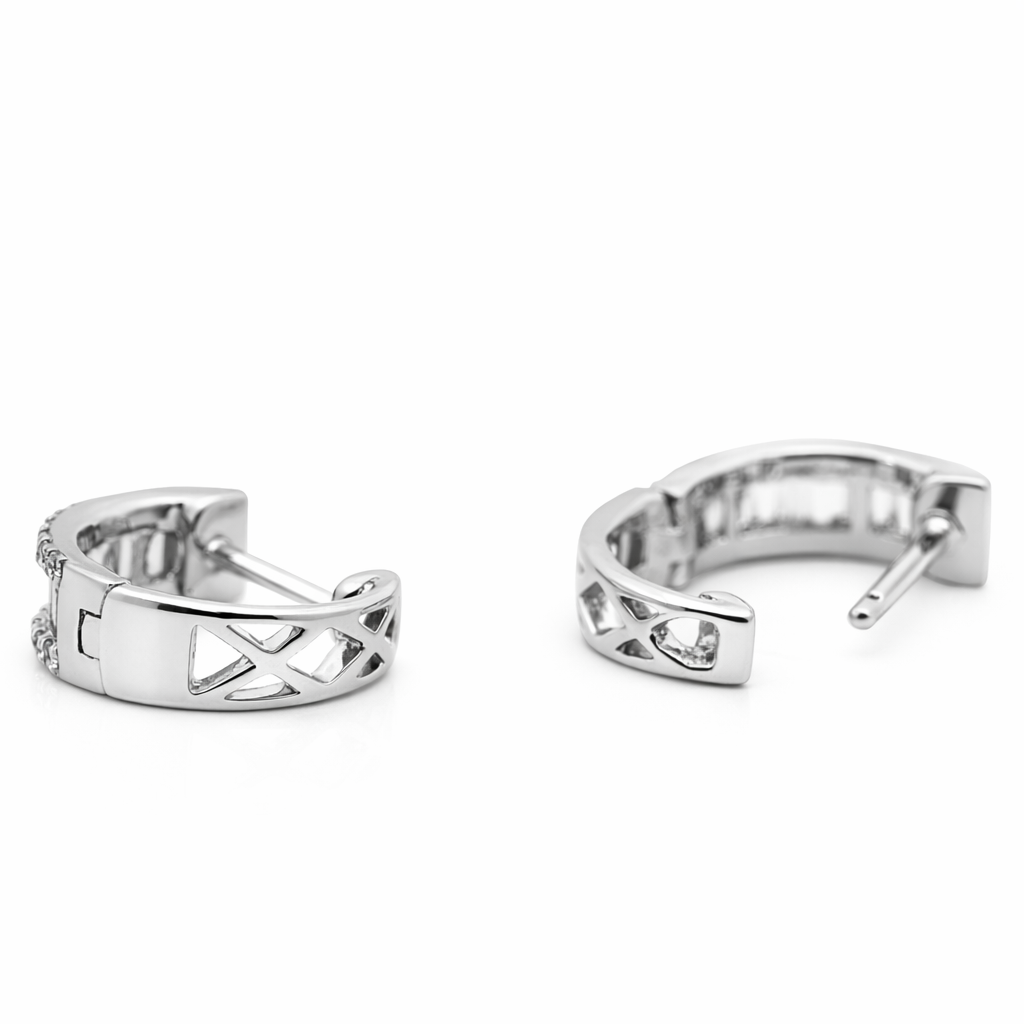 14k white gold diamond huggies earrings 