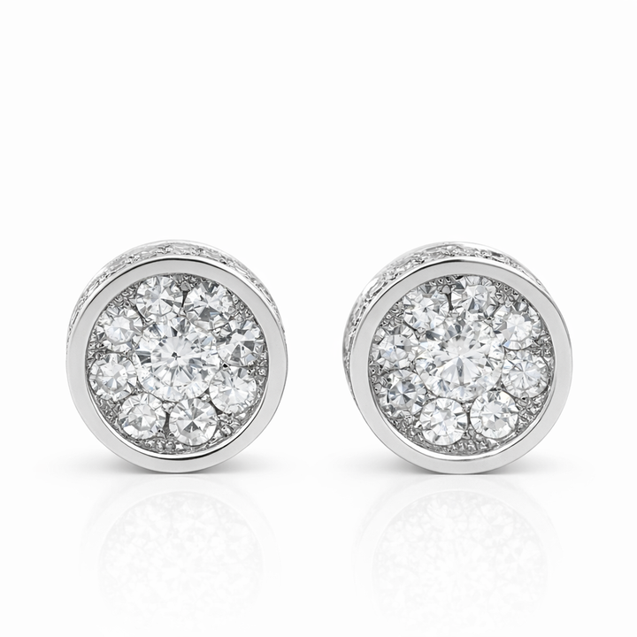 Pendientes de oro blanco de 14 quilates con diamantes redondos en racimo 1,04 CTW