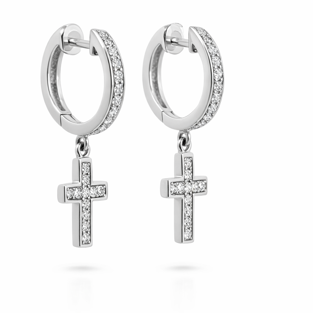 14k White Gold Huggie Style Earrings - Fine Jewelry | Bust Down & Co