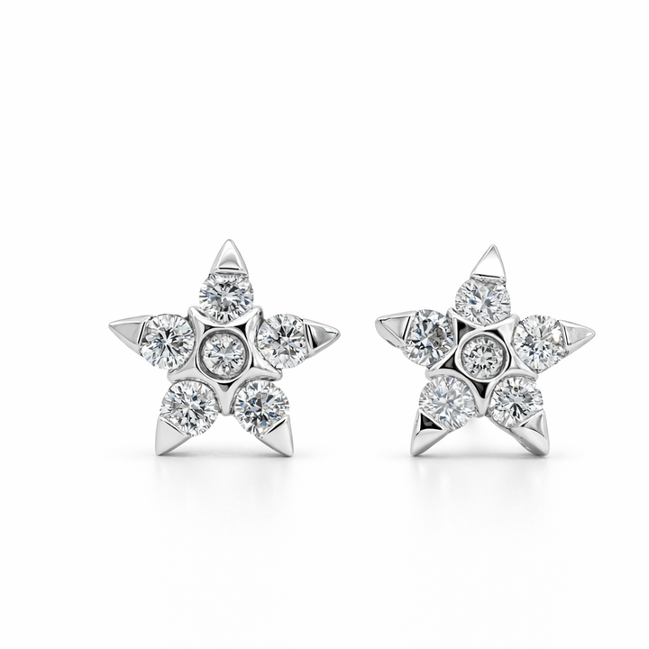 Pendientes de estrella con diamantes de oro blanco de 18 quilates 0,55 CT