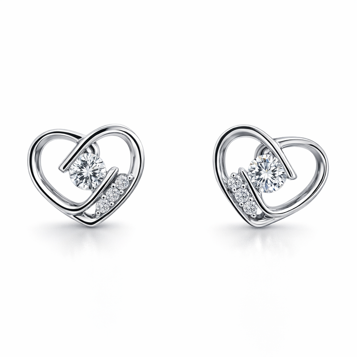 Pendientes de Corazón de Diamantes en Oro Blanco de 18K 0.36CT
