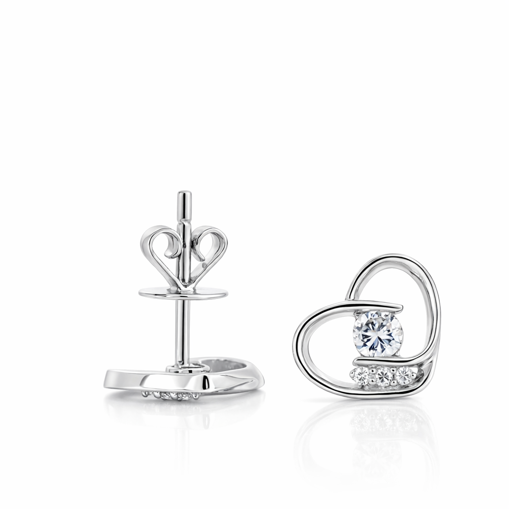 18k White Gold Heart Style Earrings - Fine Jewelry | Bust Down & Co