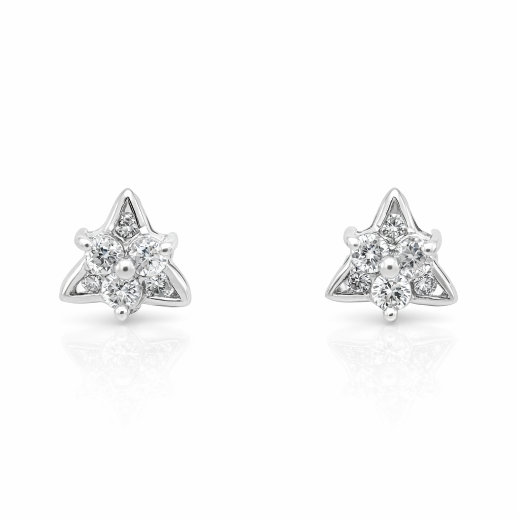 18K White Gold Triangle Diamond Earrings (0.36 CTW)