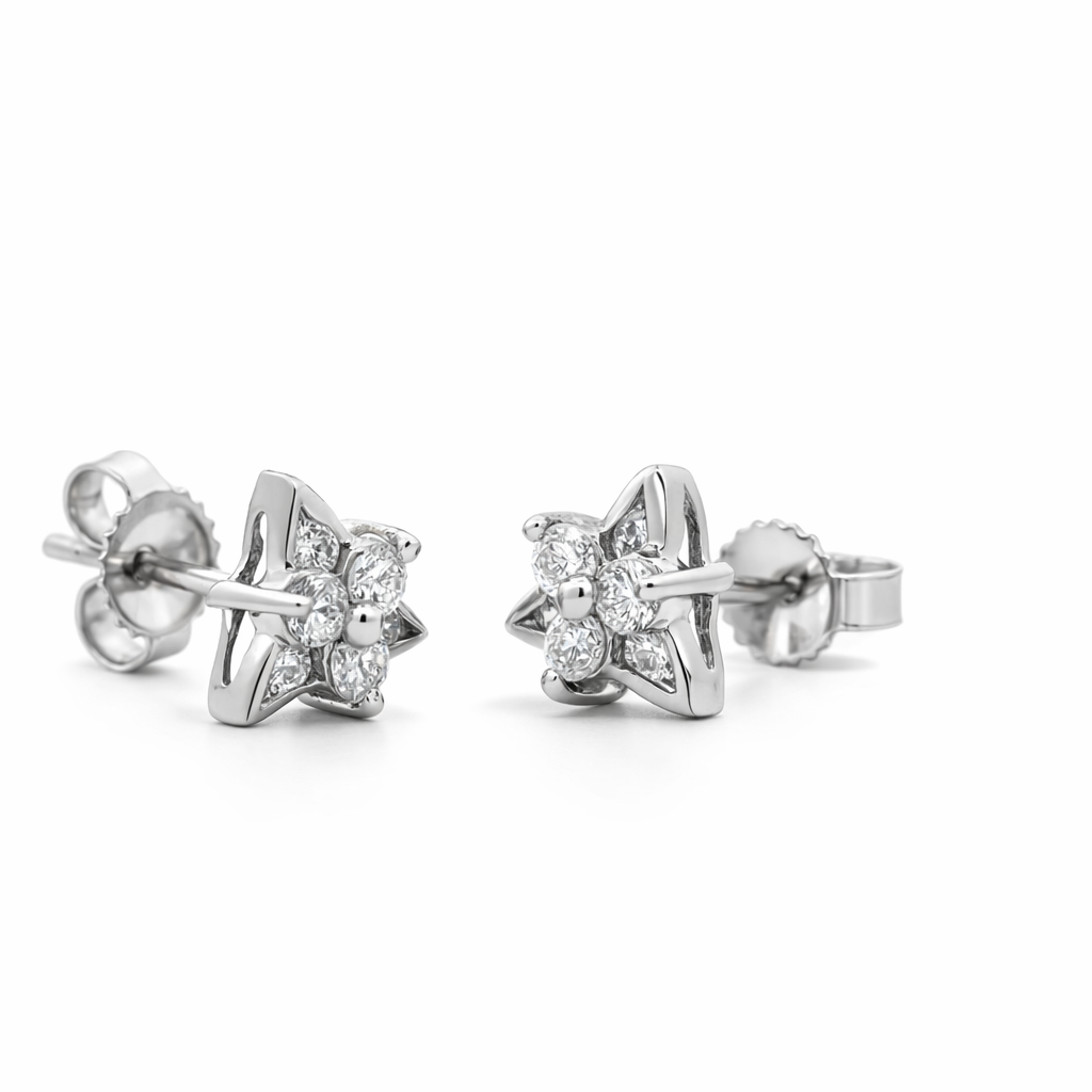 18k White Gold Triangle Style Earrings - Fine Jewelry | Bust Down & Co