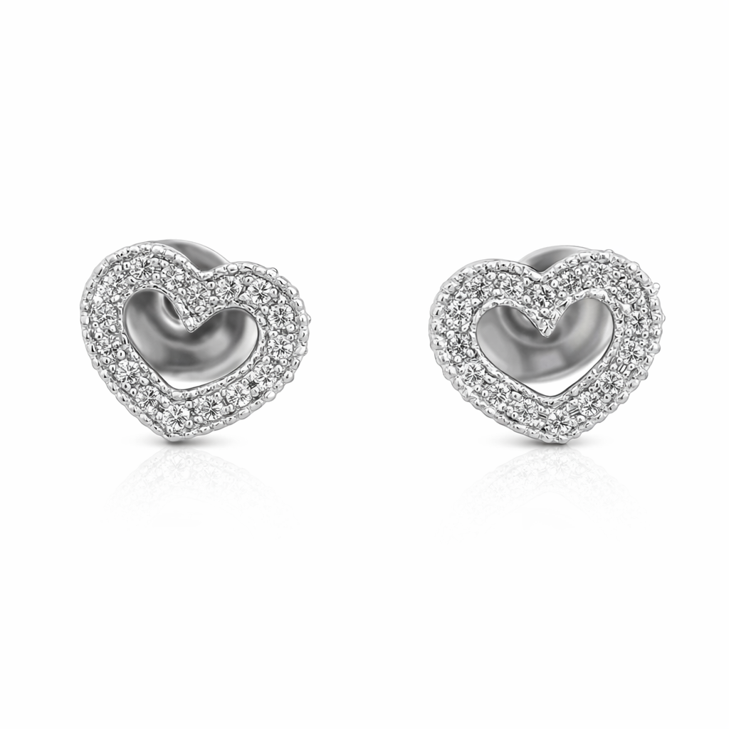 18k White Gold Heart Diamond Earrings - 0.58ct