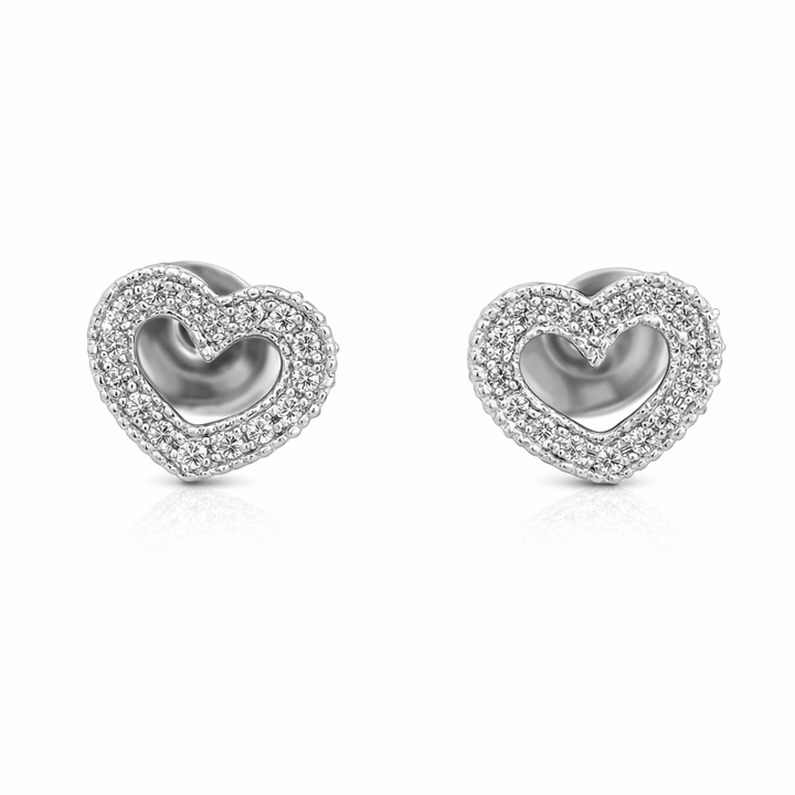 Pendientes de diamante en forma de corazón calado de oro blanco de 18 quilates 0,58 CT