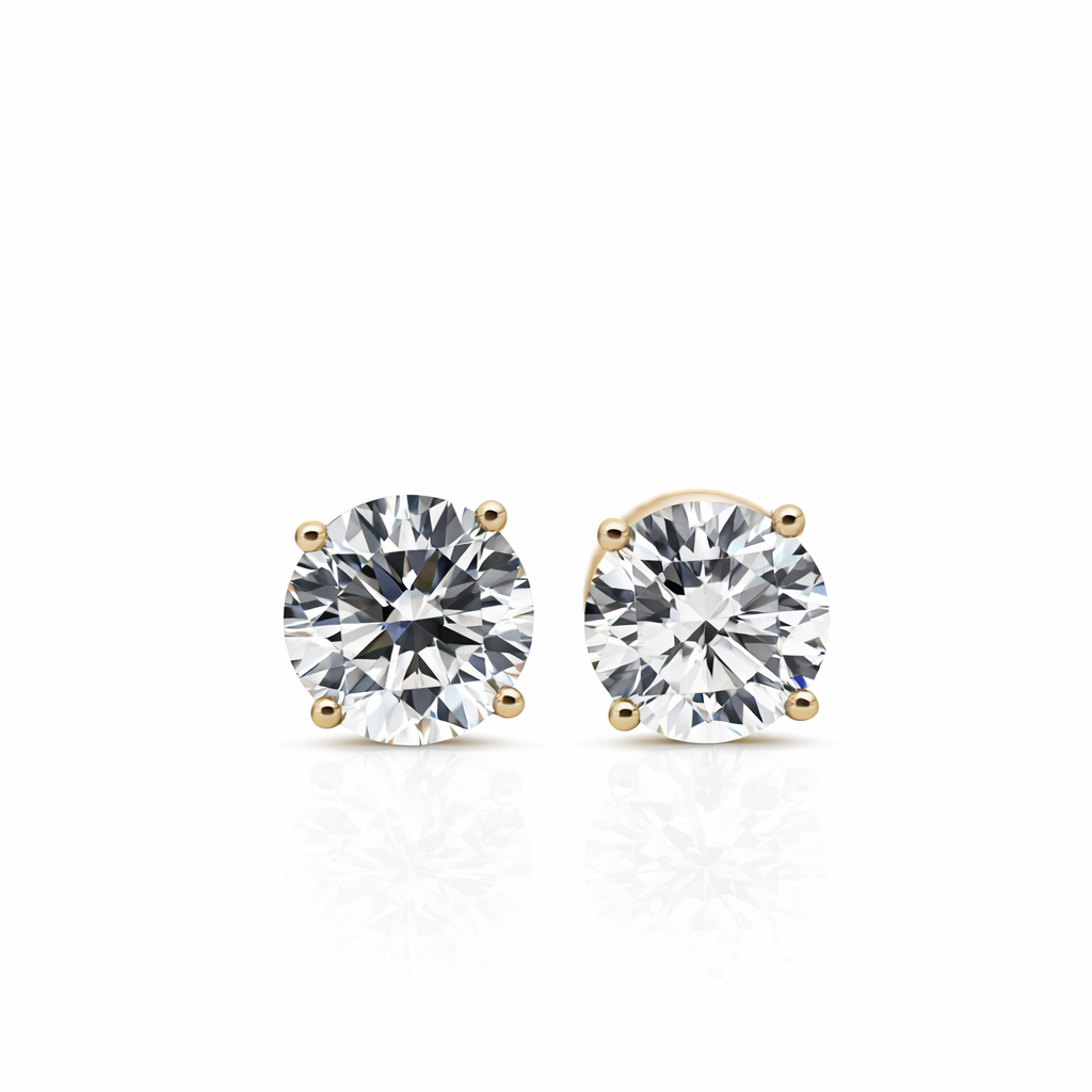 14K Yellow Gold Lab Diamond Stud Earrings - 2.12 CTW