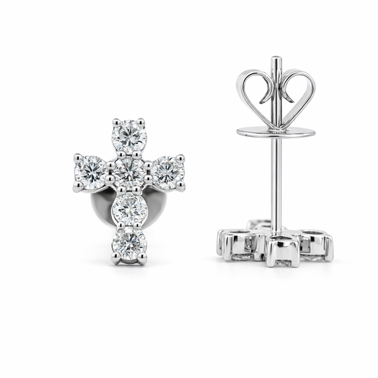18k White Gold Dia. Cross Earrings - Fine Jewelry | Bust Down & Co