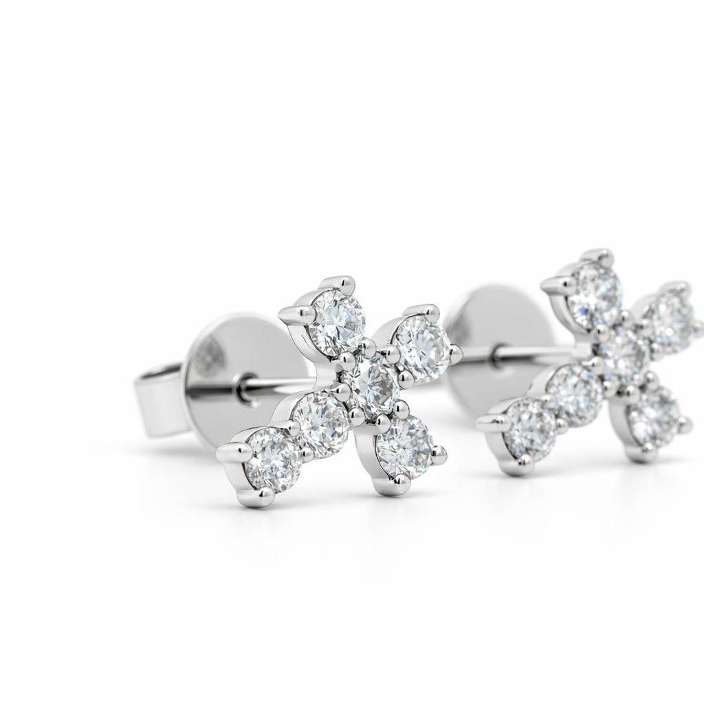 18k White Gold Dia. Cross Earrings - Fine Jewelry | Bust Down & Co