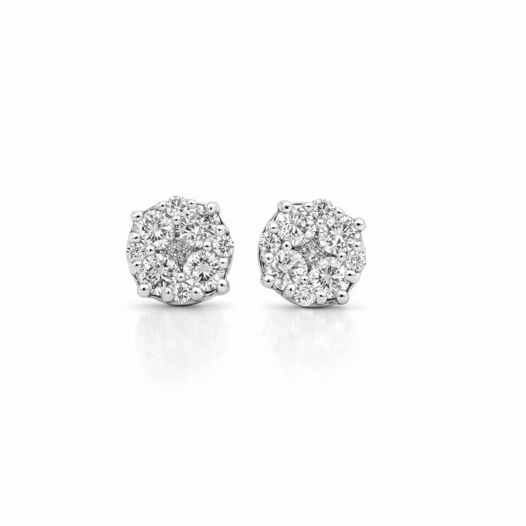 14k Yellow Gold Diamond Cluster Earrings (0.25 CTW)