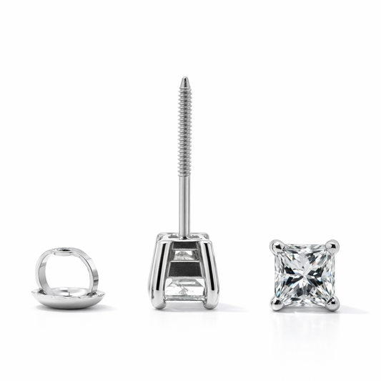 14k White Gold Princess Dia. Stud Earrings - Fine Jewelry | Bust Down & Co
