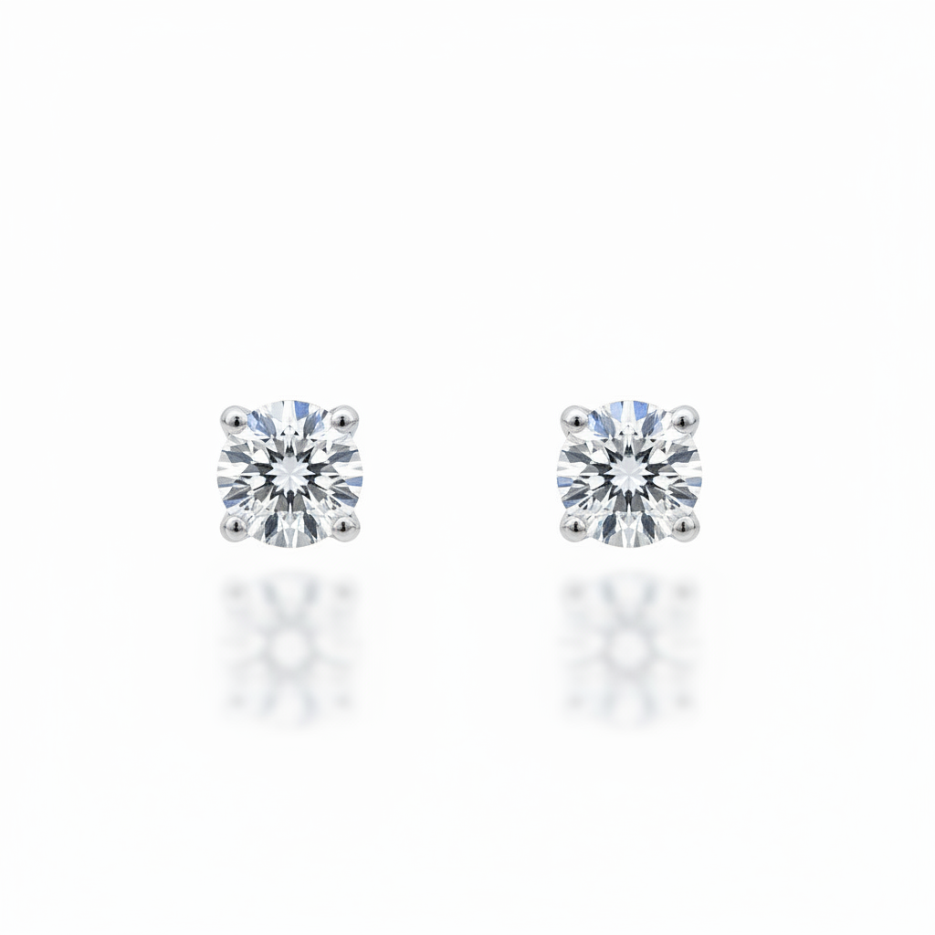 14K White Gold 0.33ct Diamond Stud Earrings - 3.5mm