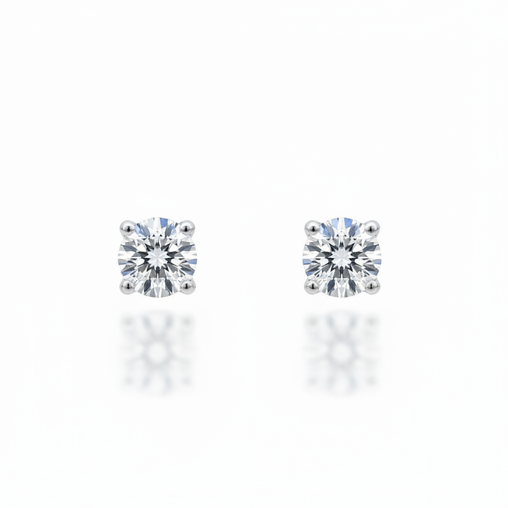 Pendientes de diamante de 0,33 CT de oro blanco de 14K, 3,5 mm