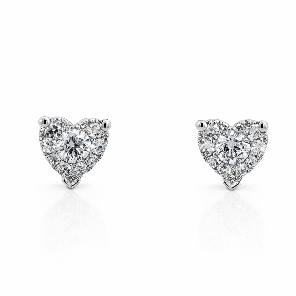 14k White Gold Heart Clusters Earrings - Fine Jewelry | Bust Down & Co