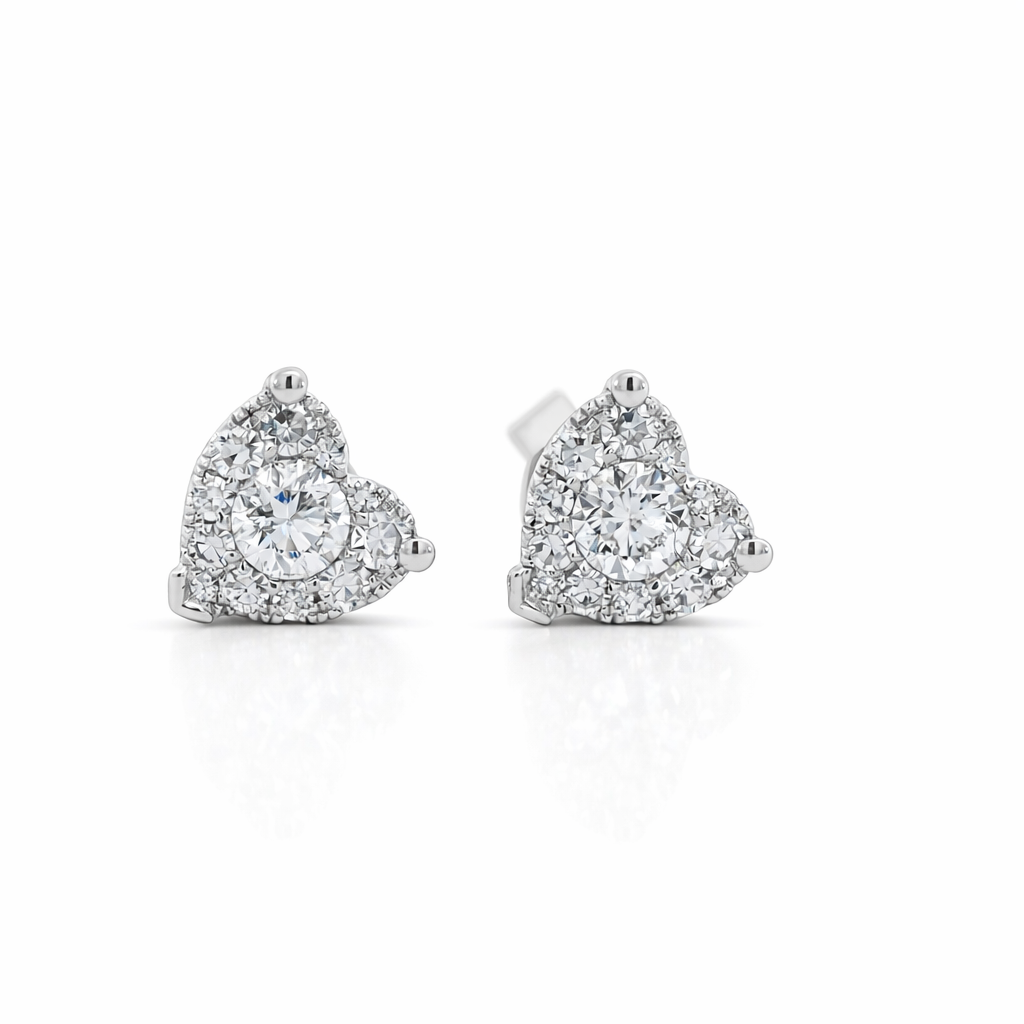 14k White Gold Heart Clusters Earrings - Fine Jewelry | Bust Down & Co