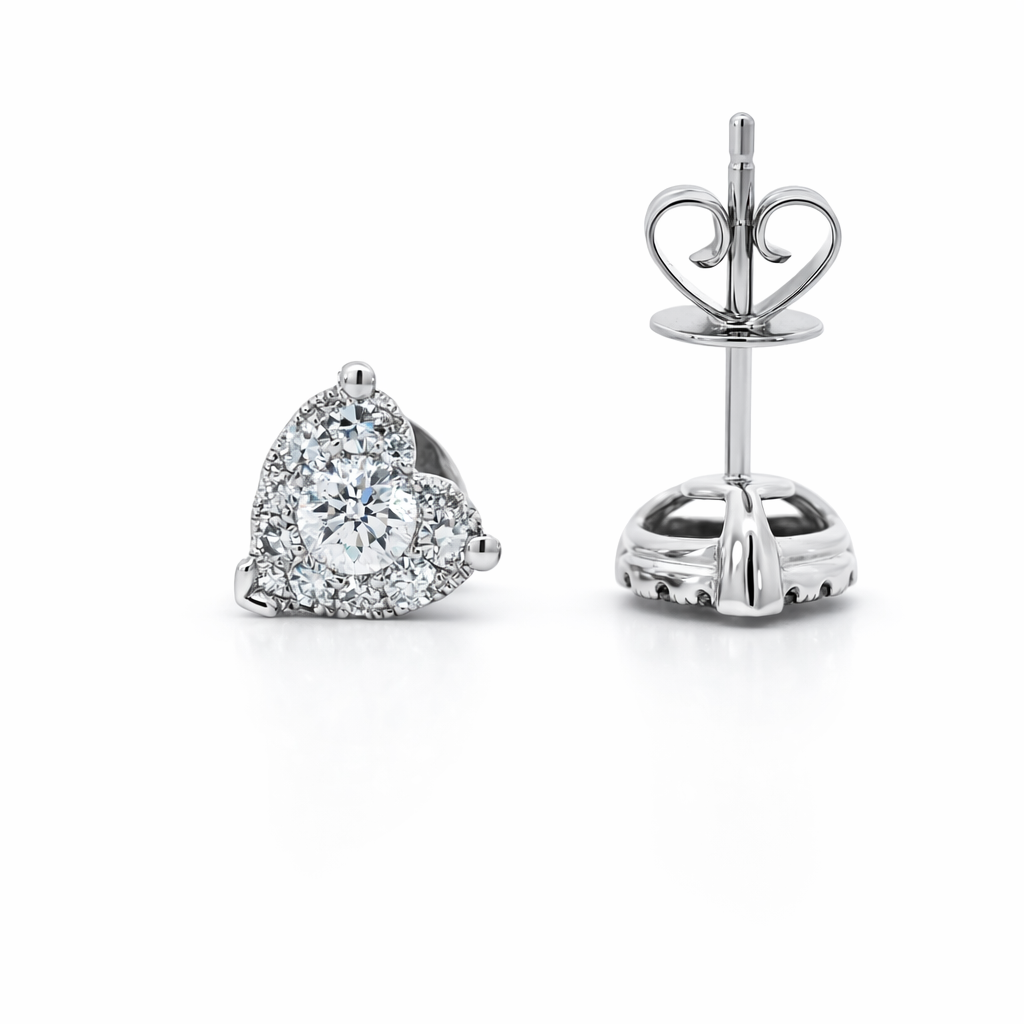 14k White Gold Heart Clusters Earrings - Fine Jewelry | Bust Down & Co