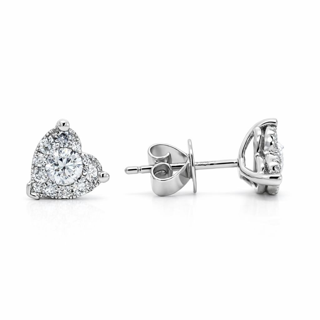 14k White Gold Heart Clusters Earrings - Fine Jewelry | Bust Down & Co