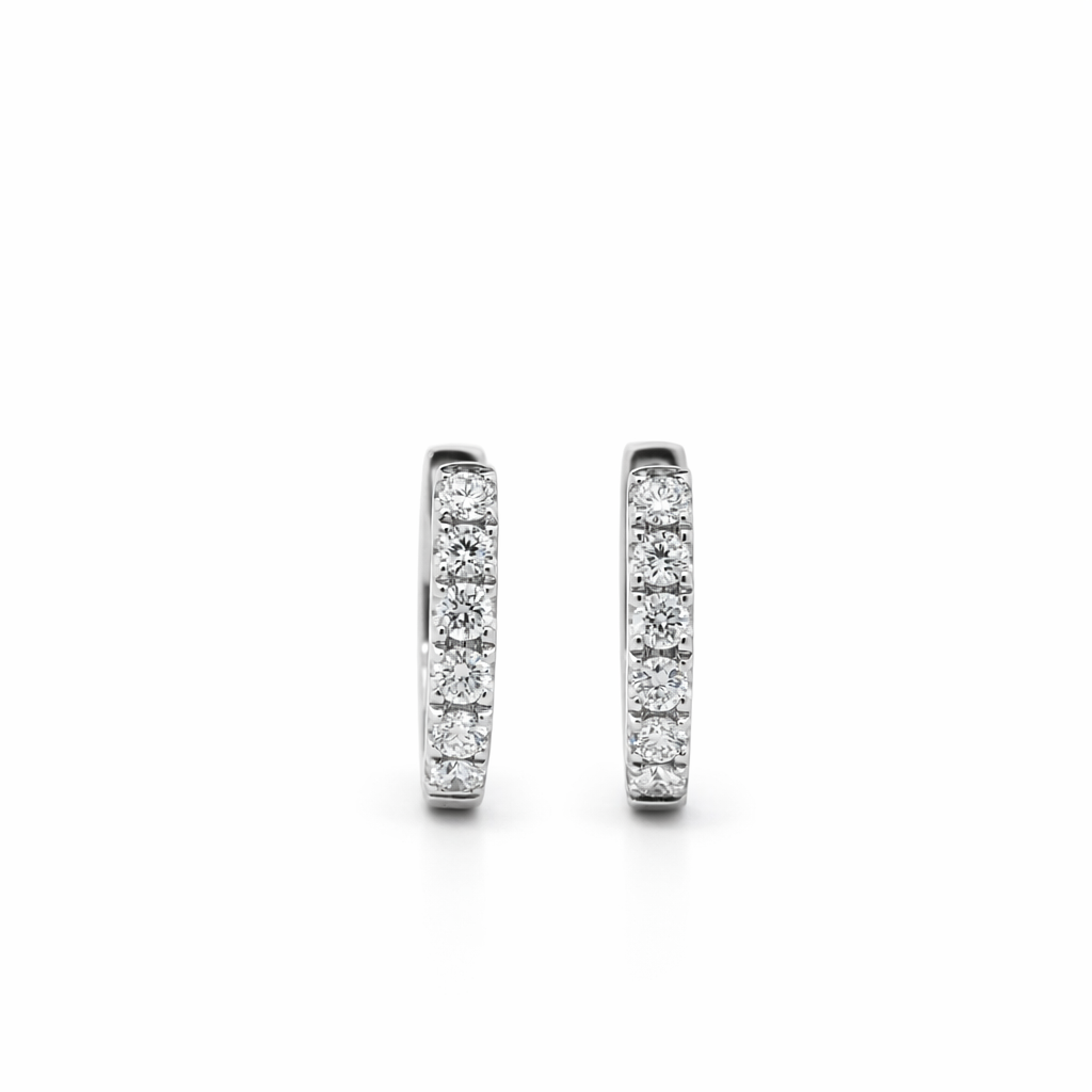 14K White Gold Diamond Hoop Earrings - 0.30ct