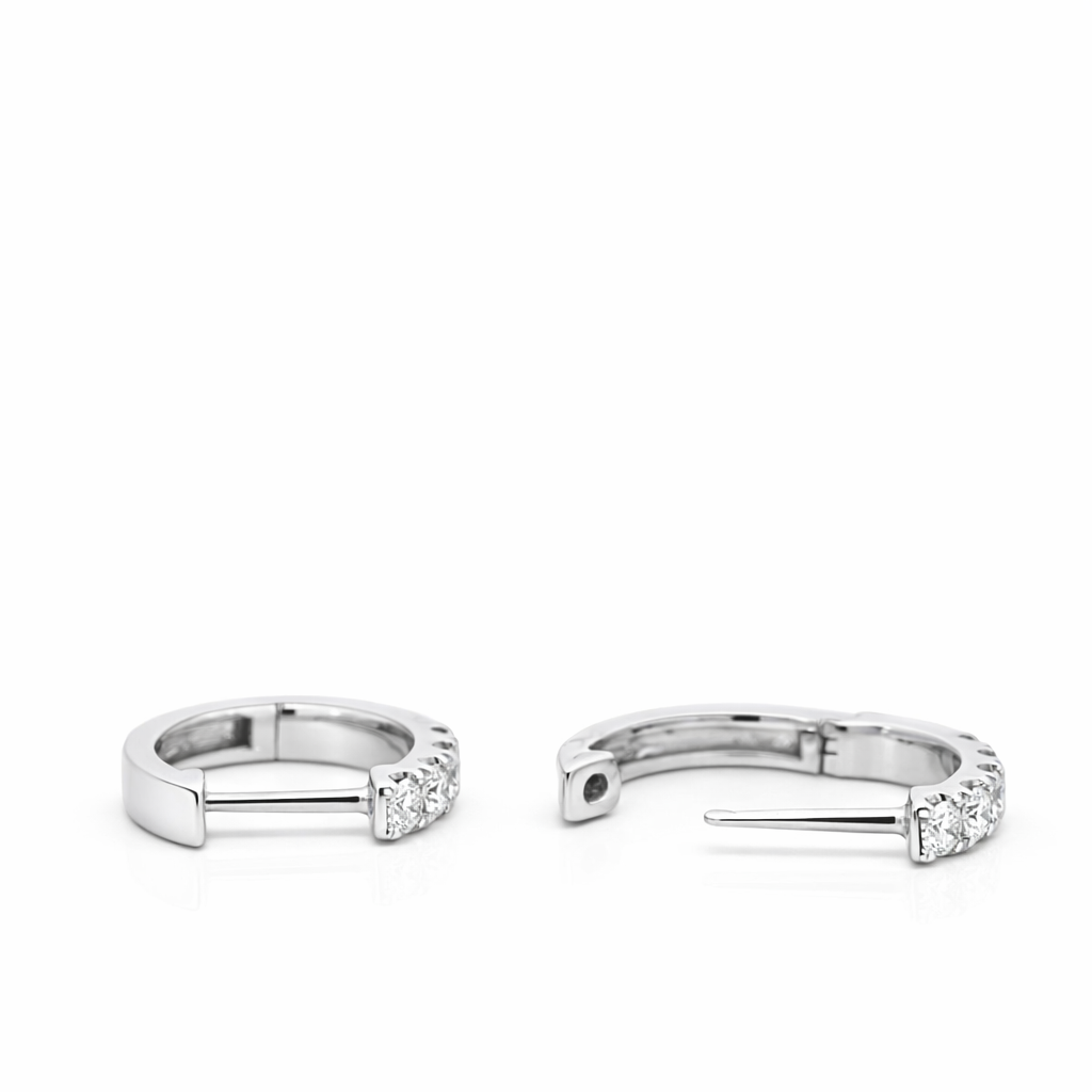 14k White Gold Diamond Hoops Earrings - Fine Jewelry | Bust Down & Co