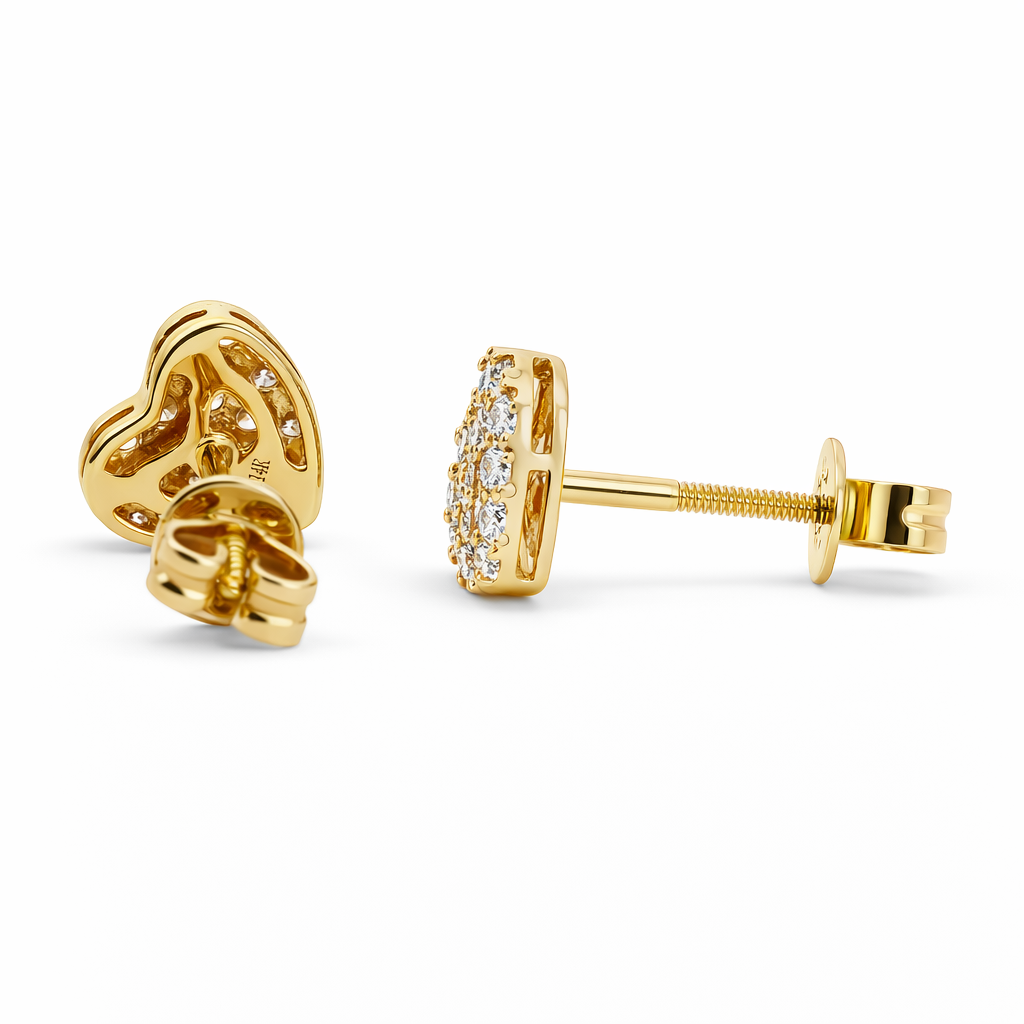 14k Yellow Gold Heart Cluster Earrings - Fine Jewelry | Bust Down & Co