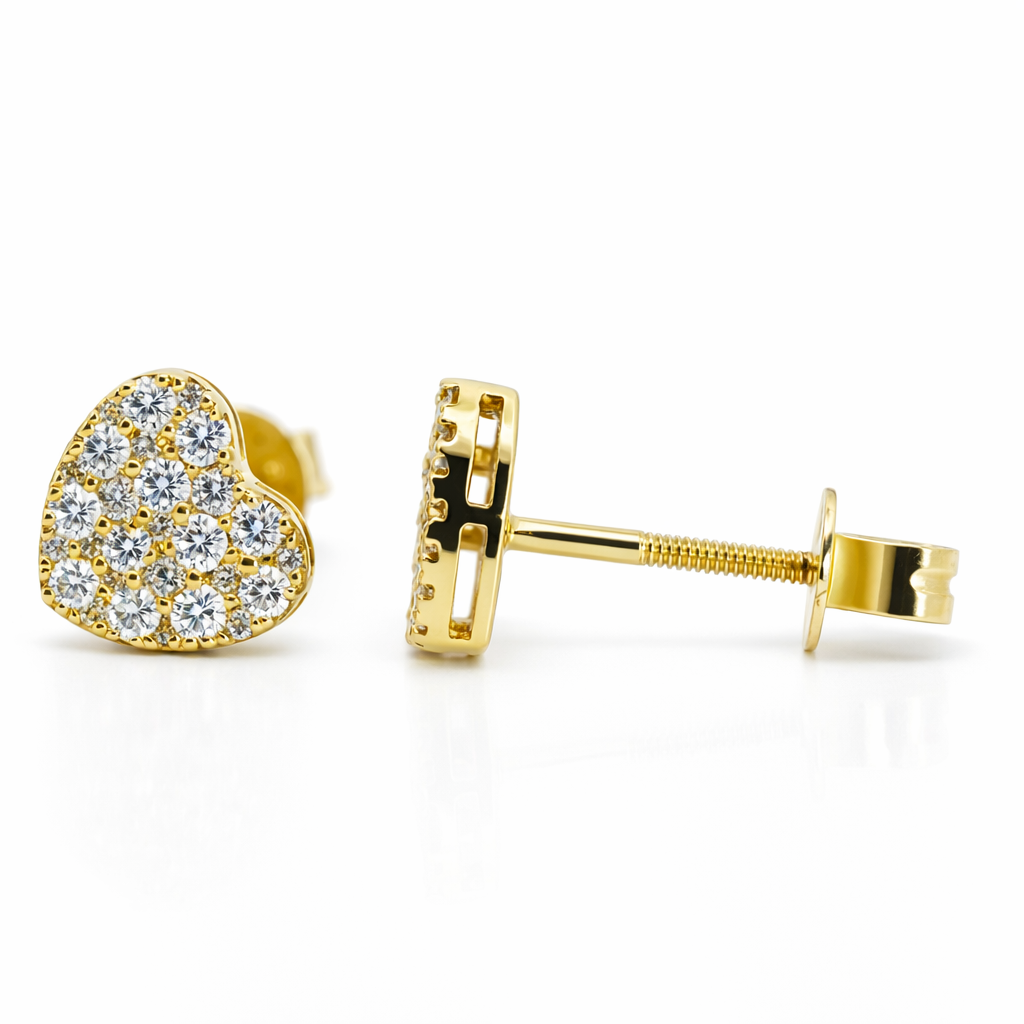 14k Yellow Gold Heart Cluster Earrings - Fine Jewelry | Bust Down & Co