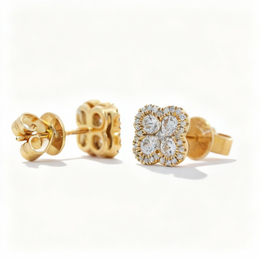 18k Yellow Gold Clover Earrings Earrings - Fine Jewelry | Bust Down & Co
