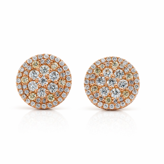 10k Rose Gold Round Cluster Diamond Earrings 1.00ct