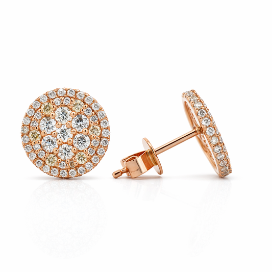 10k Rose Gold Round Cluster Style Earrings - Fine Jewelry | Bust Down & Co