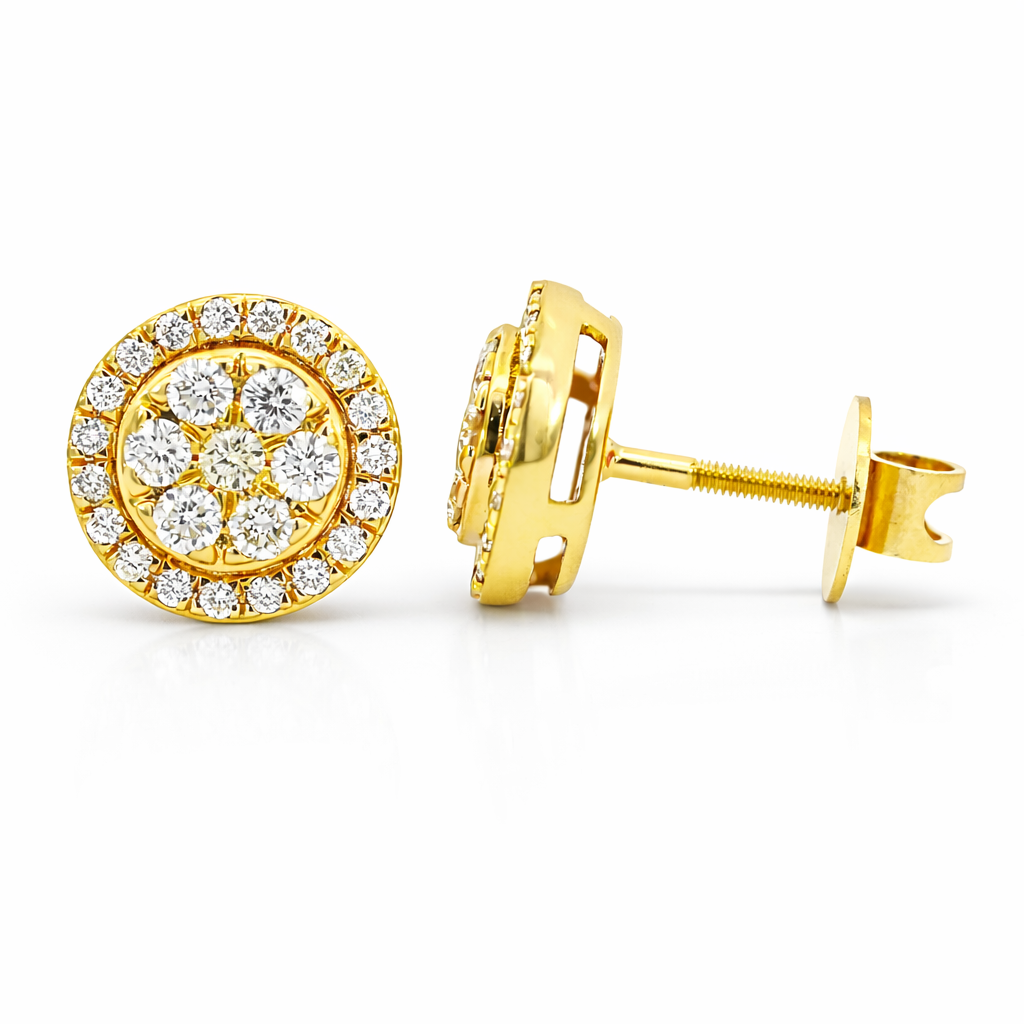 10k Yellow Gold Round Clusters Earrings - Fine Jewelry | Bust Down & Co