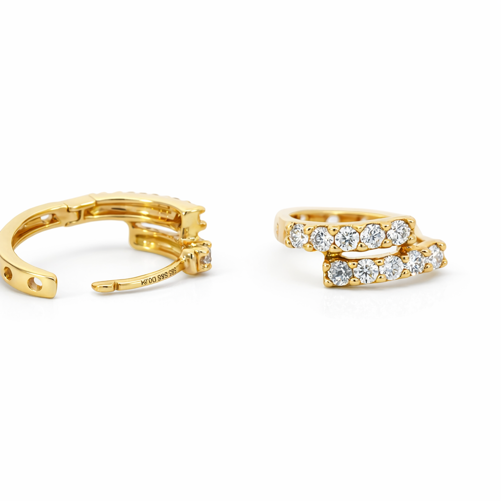 14k Yellow Gold Diamond Earrings Earrings - Fine Jewelry | Bust Down & Co