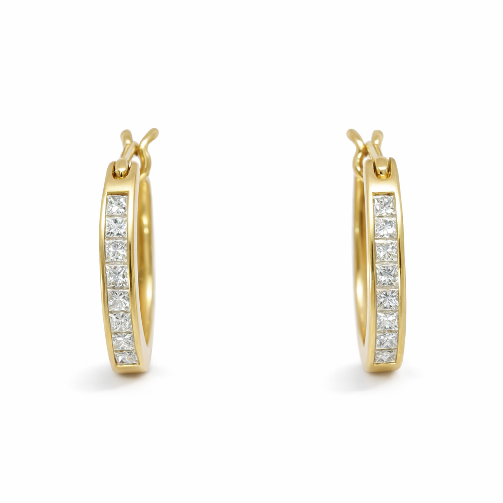 14K Yellow Gold Diamond Hoop Earrings (0.33 CTW)