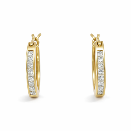 14K Yellow Gold Diamond Hoop Earrings (0.33 CTW)