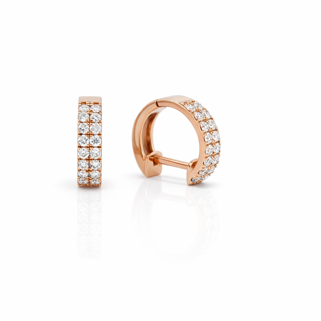 14k Yellow Gold 2-Row Diamond Huggie Earrings (0.55 CTW)