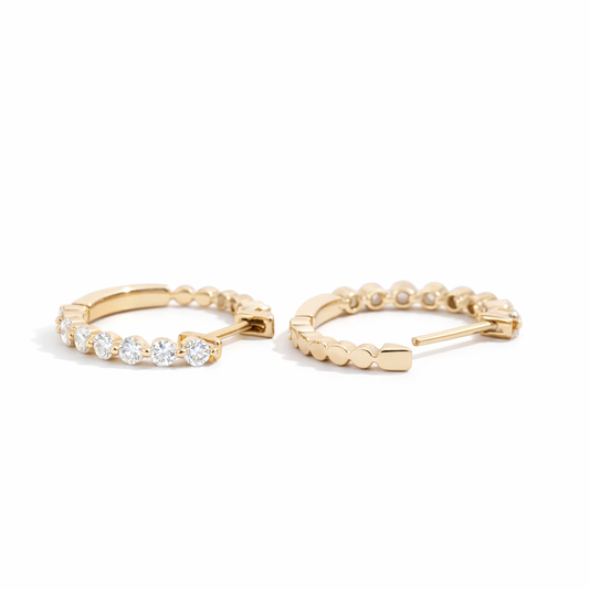 14k Yellow Gold Diamond Hoops Earrings - Fine Jewelry | Bust Down & Co