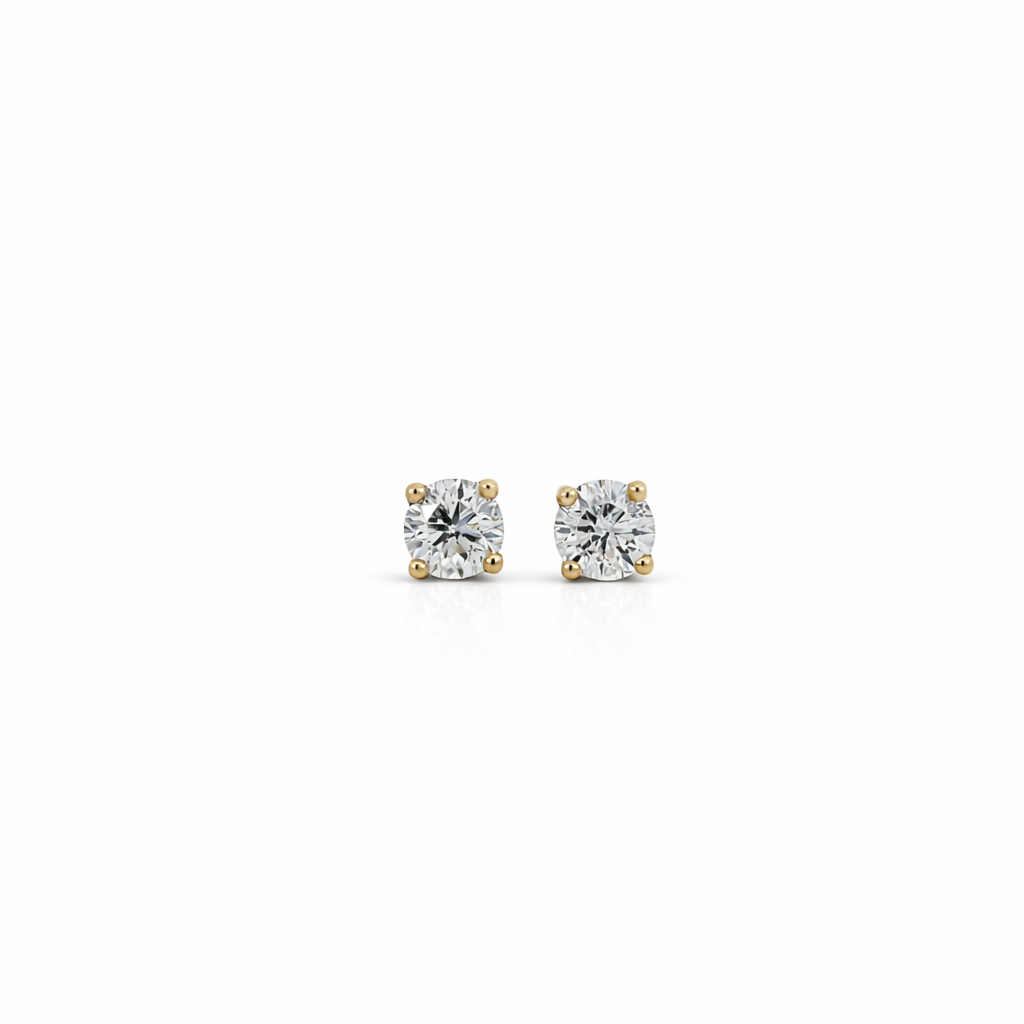 14K Yellow Gold 3mm Diamond Stud Earrings (10pt VS1)