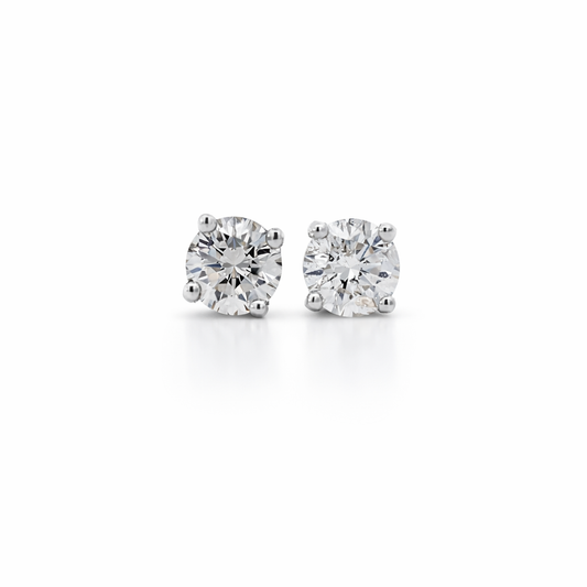 Pendientes de Oro Blanco de 14K con Diamantes de 3mm y 10pt VS1