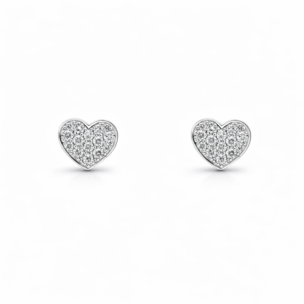 18k White Gold Heart Dia. Earrings - Fine Jewelry | Bust Down & Co