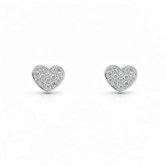 18k White Gold Heart Dia. Earrings - Fine Jewelry | Bust Down & Co