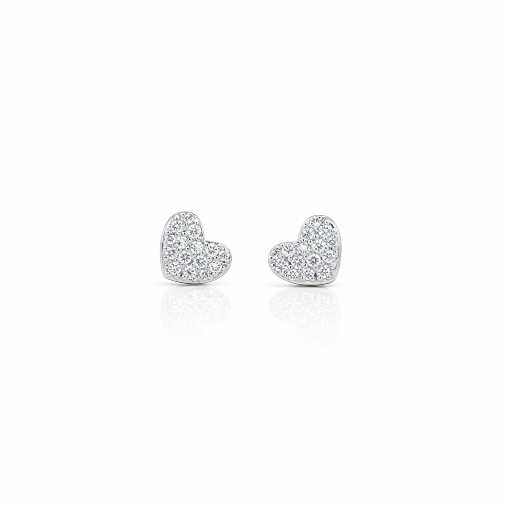18k White Gold Heart Dia. Earrings - Fine Jewelry | Bust Down & Co