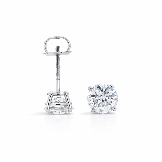 14k White Gold Diamond Studs Earrings - Fine Jewelry | Bust Down & Co