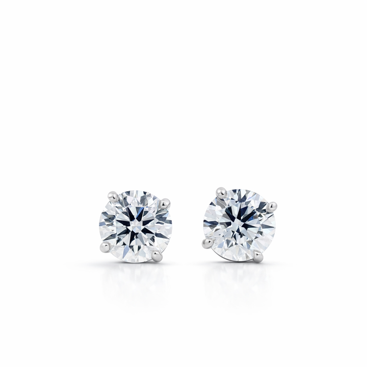 Pendientes de botón con diamantes creados en laboratorio de 1,00 quilates en oro blanco de 14 quilates