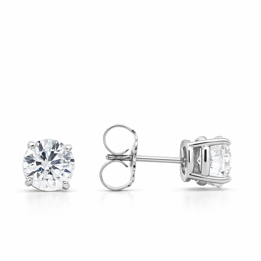 14k White Gold Diamond Studs Earrings - Fine Jewelry | Bust Down & Co
