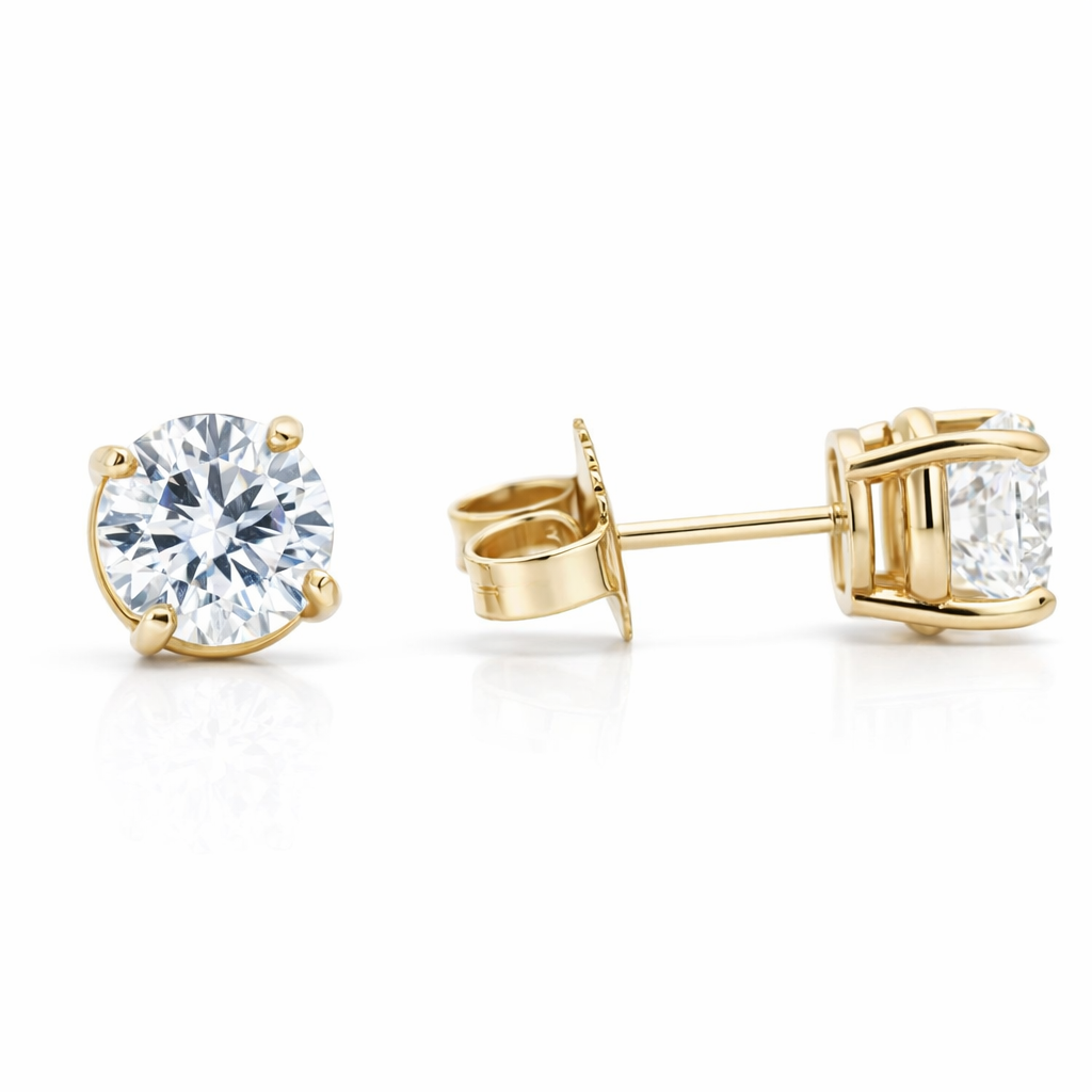 14k Yellow Gold Diamond Studs Earrings - Fine Jewelry | Bust Down & Co