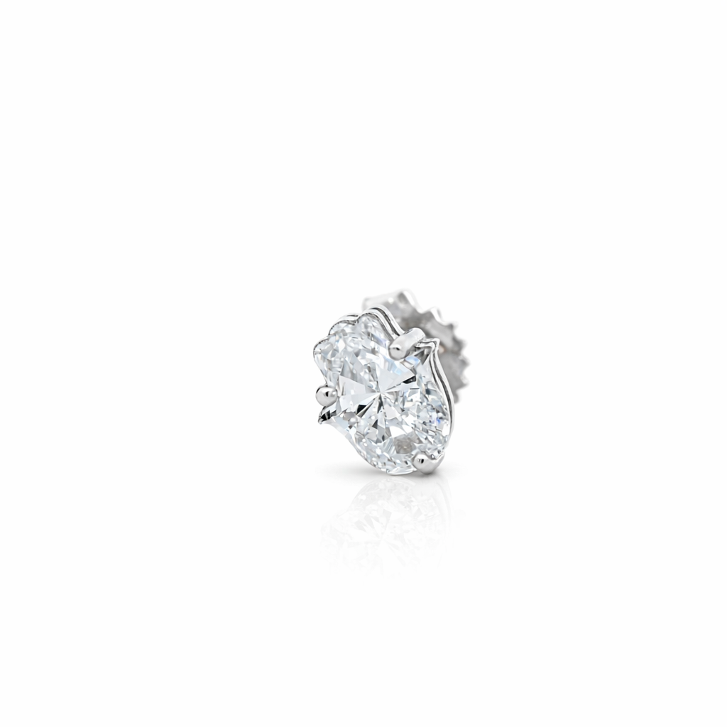 14K White Gold Lab Diamond Hamsa Single Earring - 1.25 CTW