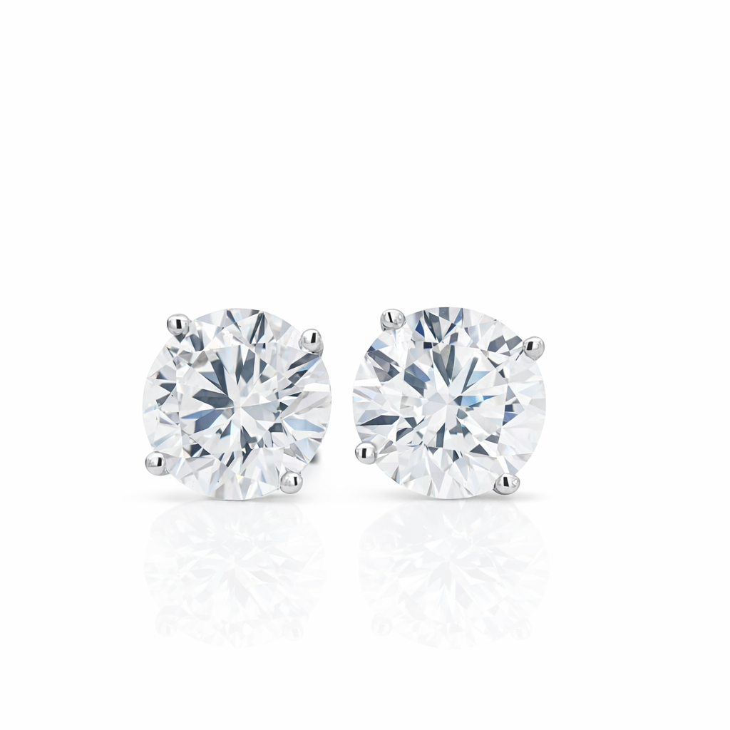 5.20 CTW Lab Diamond Stud Earrings in 14K White Gold