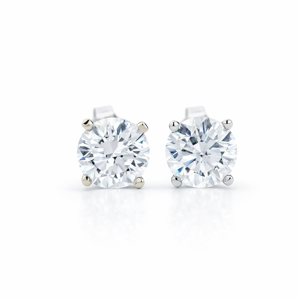 14k White Gold Lab Studs Earrings - Fine Jewelry | Bust Down & Co